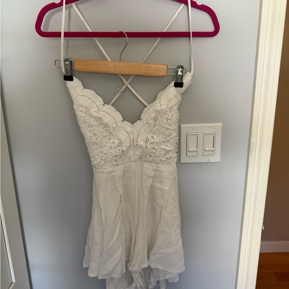 Lulus Open Back White Lace Romper - Picture 2 of 4